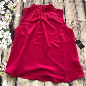 New Fuchsia Woven Sleeveless Blouse/Button Collar